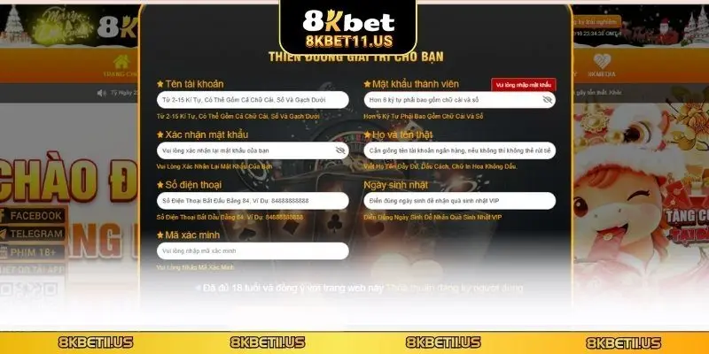 Cần chú ý điều kiện về đăng ký 8KBET